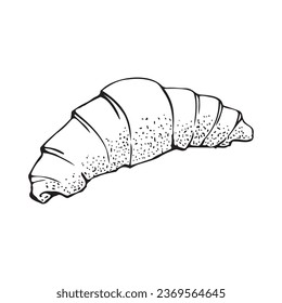 Dibujo croissant. Diseño de bebidas para un menú o café. Ilustración de líneas