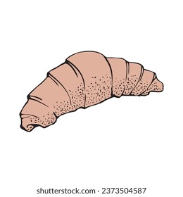 Dibujo croissant. Diseño de bebidas para un menú o café. Ilustración de líneas
