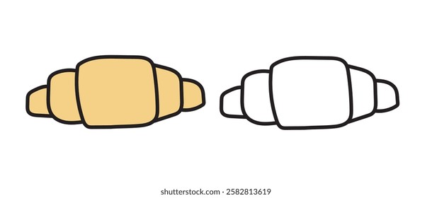 croissant drawing page. Simple croissant design for children's coloring page. black and white croissant vector design