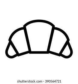 Croissant. Fast food vector icon. Black and white illustration.