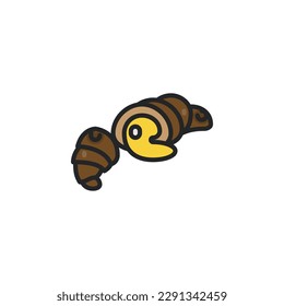 Croissant filled outline icons. Vector illustration. Isolated icon suitable for web, infographics, interface and apps.