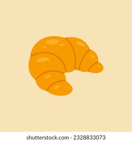 Croissant Flat Design Vector Art Illustration on Isolated Object. Food Vector Illustration. Food Vector Theme Illustration. Bakery Theme Vector Illustration