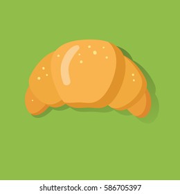 Croissant flat icon with shadow. Good for menu design. Vector illustration