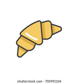Croissant flat line icon. 