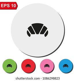 Croissant flat round colorful vector icon.