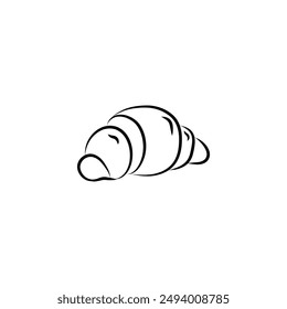 Croissant flat vector design line art 