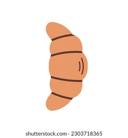 Ilustración croissant de vector plano. Icono croissant para panadería, confitería, diseño de comida pastosa.