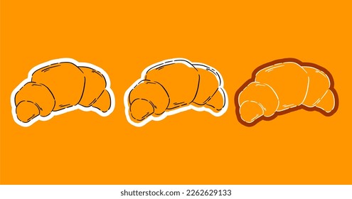 croissant food bread art hand drawn and doodle sticker. illustration icon bread sticker and logo