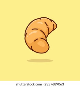 Comida croissant flotante simple caricatura ilustración vectorial concepto de alimentos icono aislado