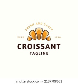 Croissant food logo icon design template flat vector illustration