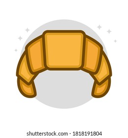 Croissant Food Snack Vector Logo Cartoon. Croissants Fastfood Icon Filled Line Style. Food bakery and cake Symbol Illustration