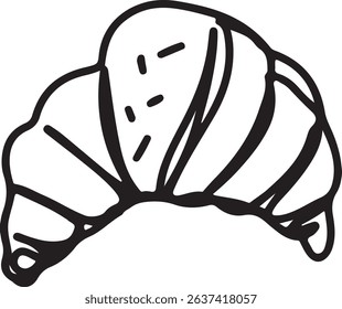 Croissant Food Sweet Linear Drawing Ink