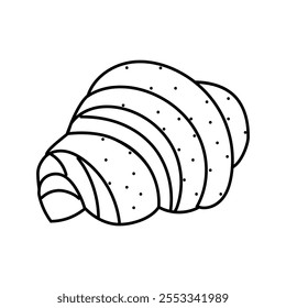 croissant cozinha francesa linha ícone vetor. sinal croissant cozinha francesa. isolado contorno símbolo ilustração preta