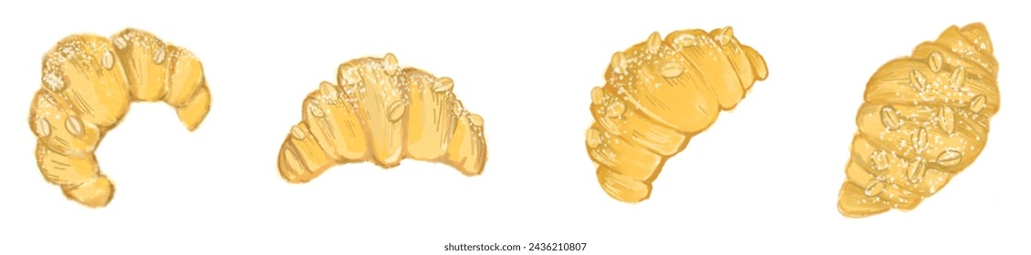 Croissant with fruit in dessert shops and bakeries