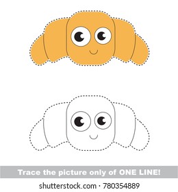 Croissant funny to be traced only of one line, the tracing educational game to preschool kids with easy game level, the colorful and colorless version.