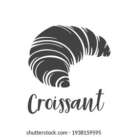 Croissant glyph icon badge bakery for design menu cafe, label and packaging, cut monochrome badge. Vector illustration.