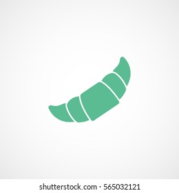 Croissant Green Flat Icon On White Background