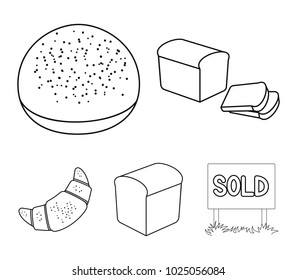 Croissant, half, sliced bread. Bread set collection icons in outline style vector symbol stock illustration web.