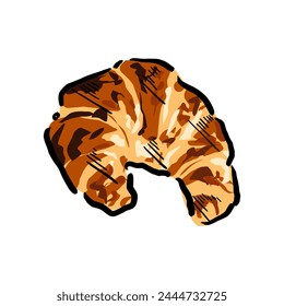 croissant hand drawing cartoon vector