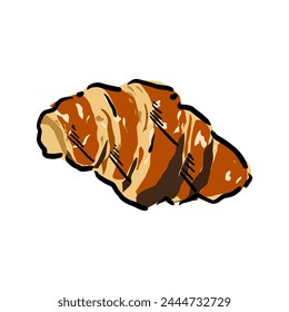 croissant hand drawing cartoon vector