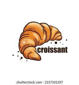 Croissant. Hand drawn croissant colorfull vector illustration isolated on white background