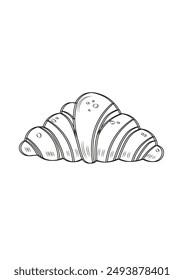 Croissant hand drawn doodle for bakeries or menus. Sketch Croissant icon. Vector illustration.