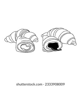 croissant hand drawn doodle illustrations vector set