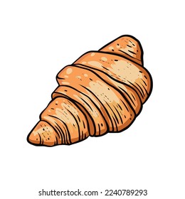 Croissant hand drawn outline colorful cartoon style vector sketch art.