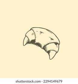 Croissant, hand drawn sketch vector illustration.