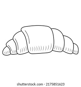 Croissant in hand drawn style isolated on white background for poster, label or bakery shop menu, food sketch