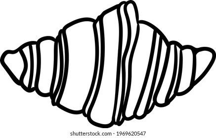 Croissant hand drawn vector doodle illustration. Cartoon bakery. Isolated on white background. Bakery product. Hand drawn simple element