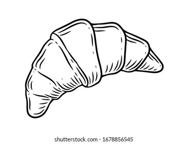 Croissant hand drawn vector illustration. Bake bread and buns isolated on white background.