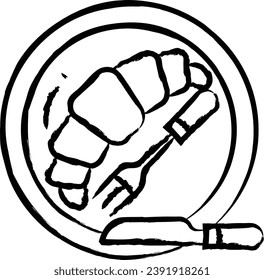 Croissant hand drawn vector illustration