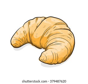 Croissant, a hand drawn vector illustration of a Croissant, sketch, colors, and the shadow are on separate groups for easy editing.