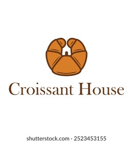 croissant house pastry flat minimalist design logo