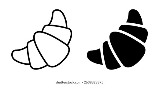 Croissant icon bakery pastry. Line and silhouette style.