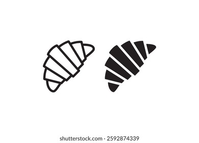 Croissant icon in black and white Vector