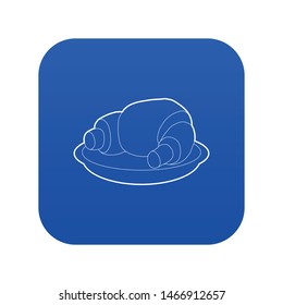 Croissant icon blue vector isolated on white background
