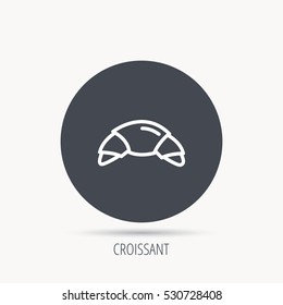 Croissant Icon. Bread Bun Sign. Traditional French Bakery Symbol. Round Web Button With Flat Icon. Vector