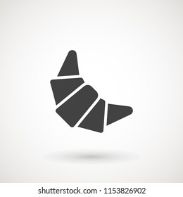 Croissant icon. Bread, roll flat vector illustration in black on white background. 