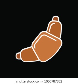 Croissant icon. Cartoon Croissant vector icon for web design isolated on black background
