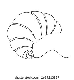 Croissant icon   continuous one line drawing of outline vector illustration