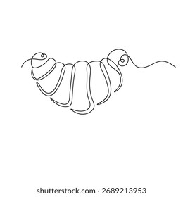 Icono de croissant   Dibujo continuo de una línea de Ilustración vectorial de contorno