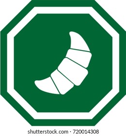 Croissant icon , design of an octagonal sign. square with chamfer
