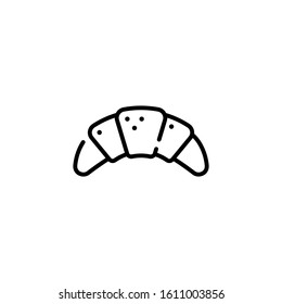 Croissant icon design template. Tasty dessert concept for cafe, cafeteria, restaurant, catering, stall. Sweet bakery logo background.  Line street food symbol illustration