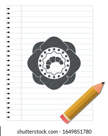 dibuje croissant con efecto lápiz. Ilustración vectorial. Detallado.