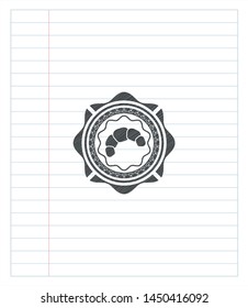 croissant icon drawn with pencil strokes. Vector Illustration. Detailed.