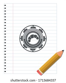 croissant icon emblem with pencil effect. Vector Illustration. Detailed. 