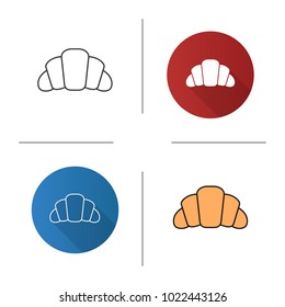 Croissant icon. Flat design, linear and color styles. Crescent roll. Isolated vector illustrations