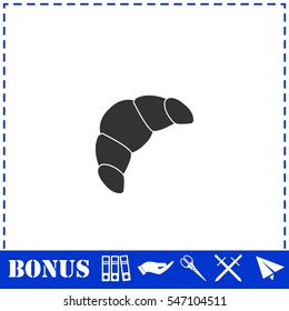 Croissant icon flat. Simple vector symbol and bonus icon